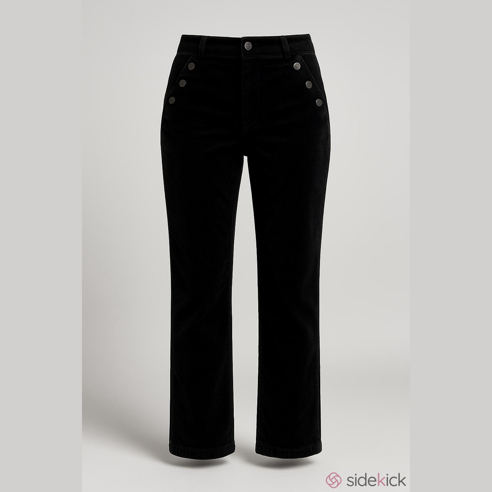 Barneys New York Black Velvet Straight Leg Pants